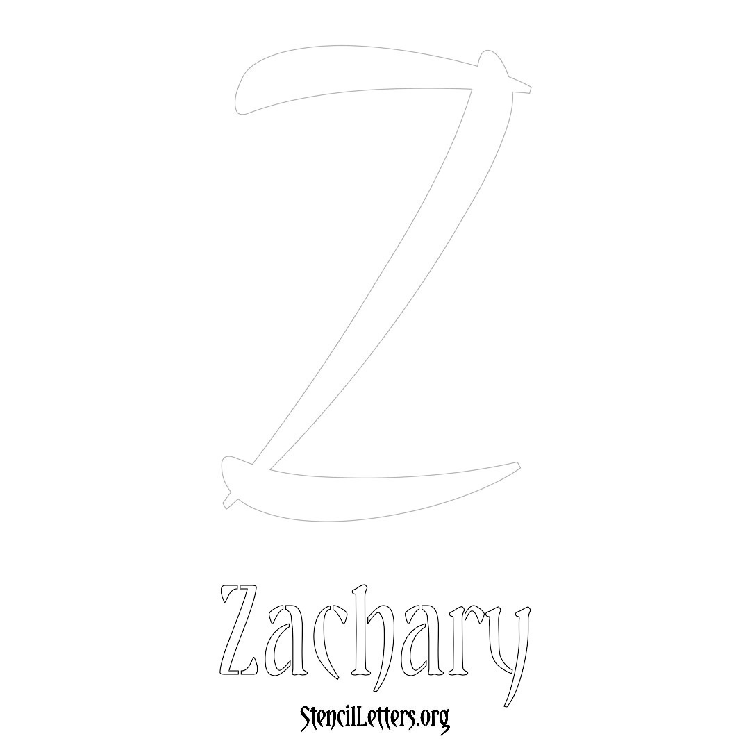 Zachary printable name initial stencil in Vintage Brush Lettering