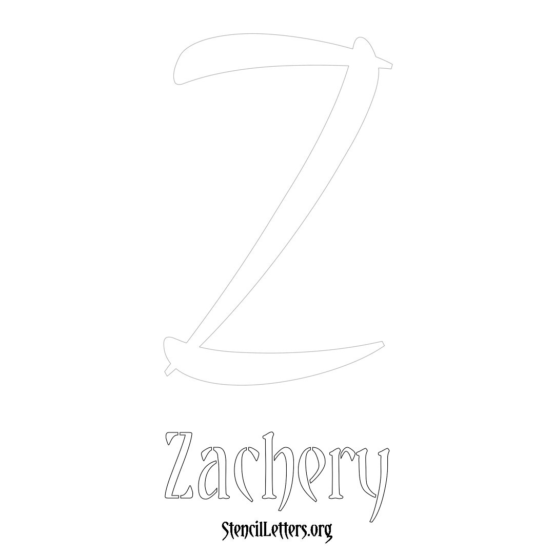 Zachery printable name initial stencil in Vintage Brush Lettering