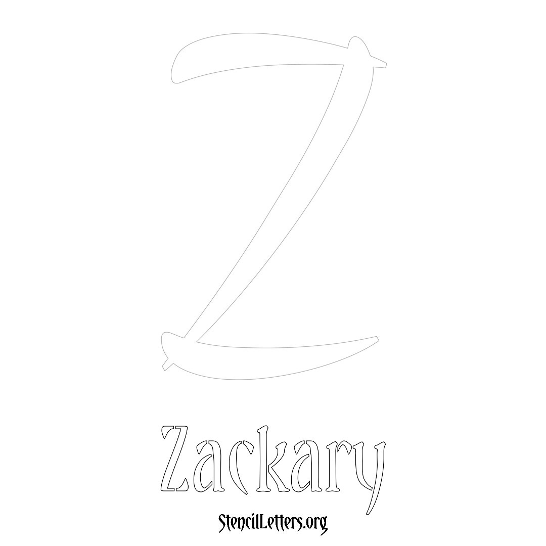 Zackary printable name initial stencil in Vintage Brush Lettering