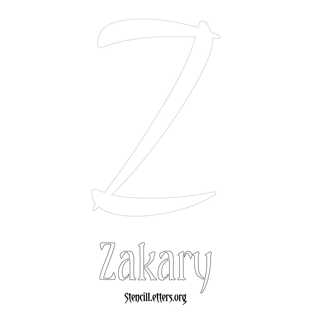 Zakary printable name initial stencil in Vintage Brush Lettering
