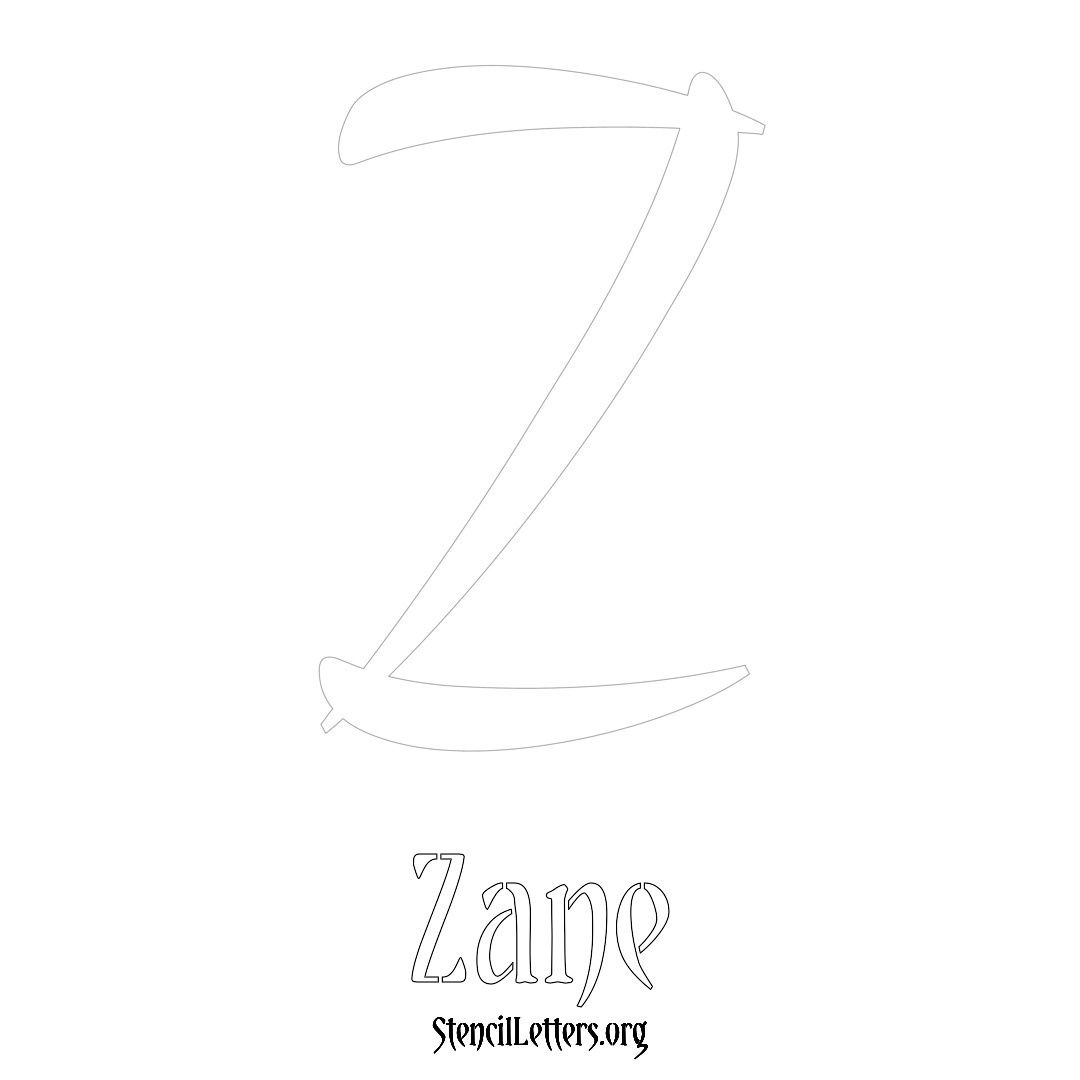 Zane printable name initial stencil in Vintage Brush Lettering