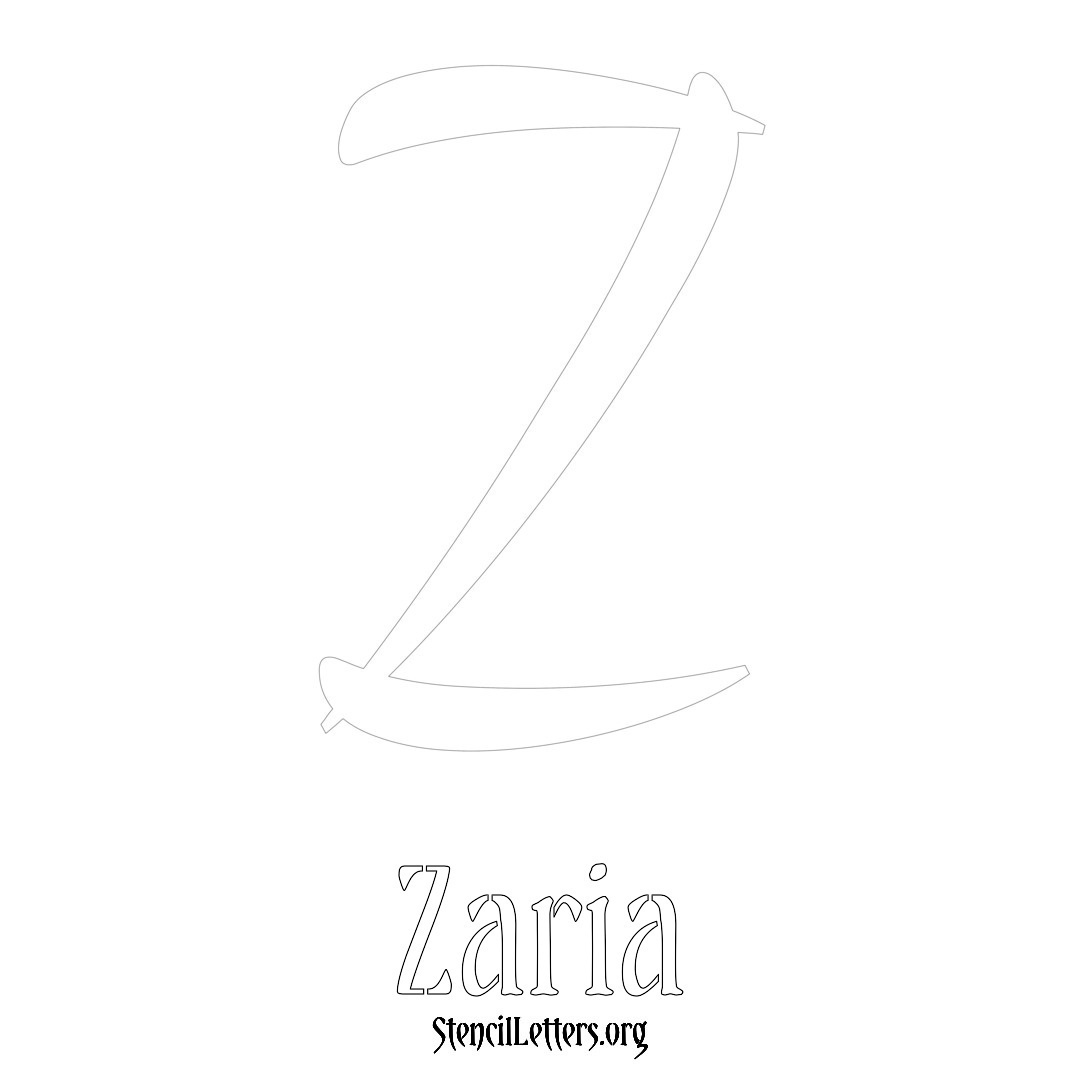 Zaria printable name initial stencil in Vintage Brush Lettering