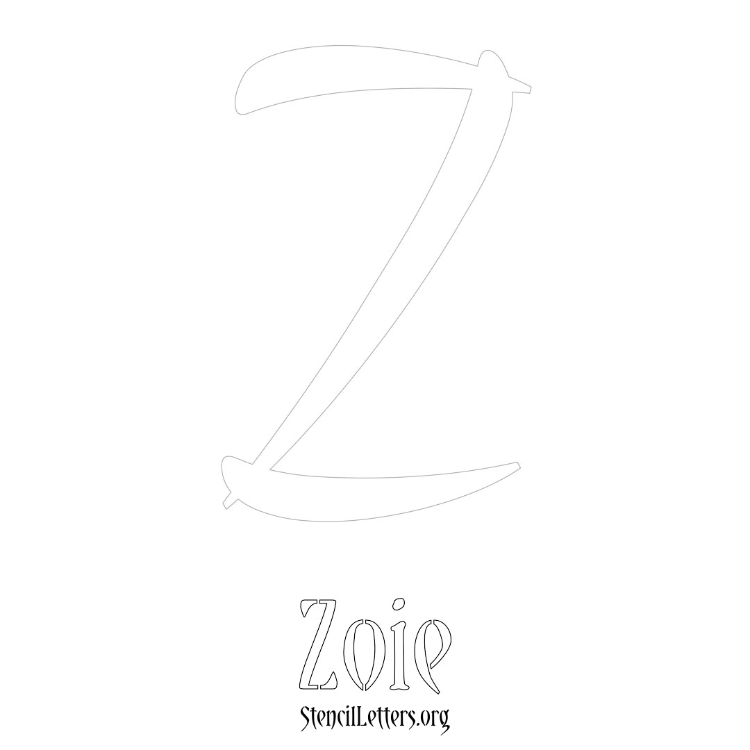 Zoie printable name initial stencil in Vintage Brush Lettering