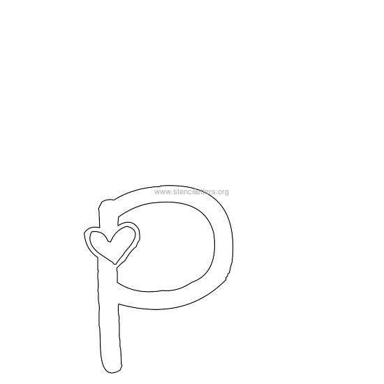 heart design stencil letter p