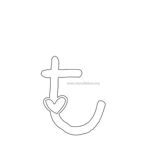 heart design stencil letter t