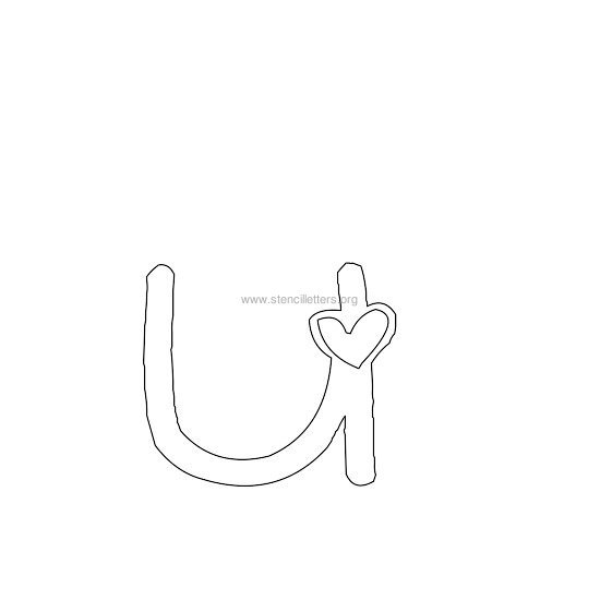 heart design stencil letter u