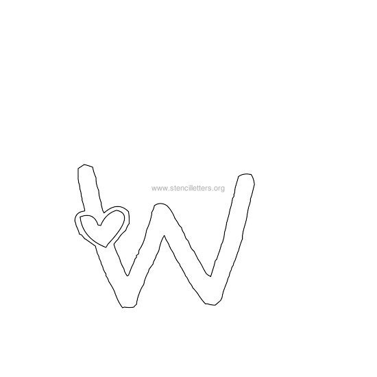 heart design stencil letter w