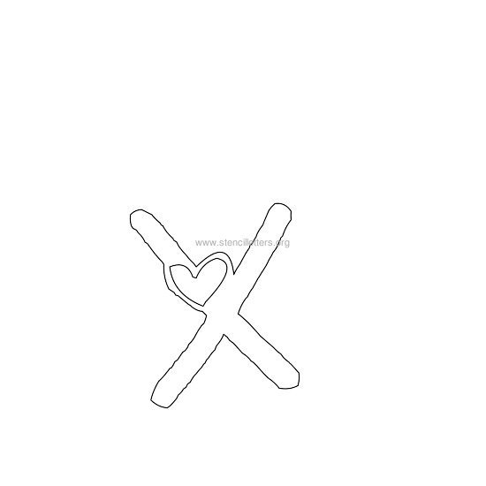 heart design stencil letter x