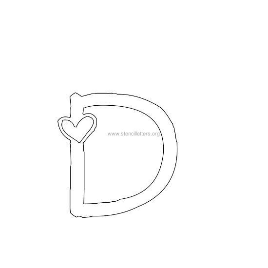 heart design stencil letter d