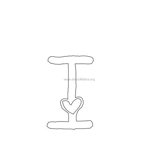 heart design stencil letter i