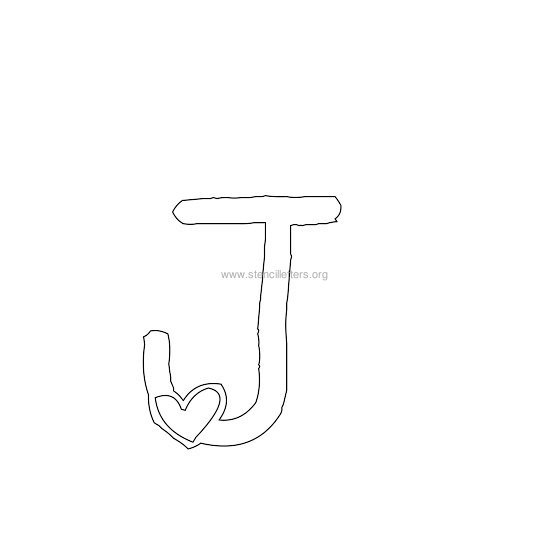 heart design stencil letter j