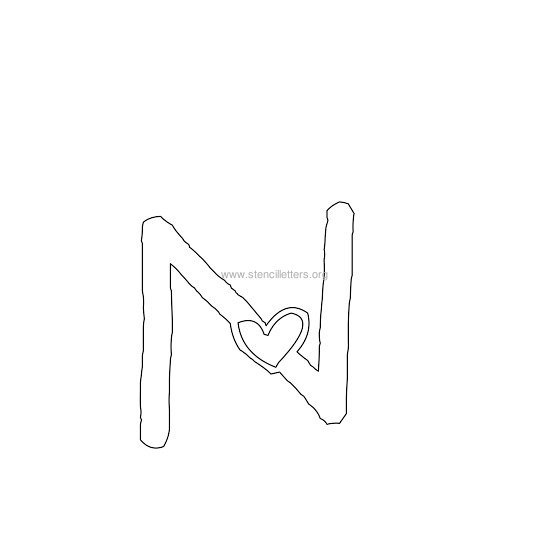 heart design stencil letter n