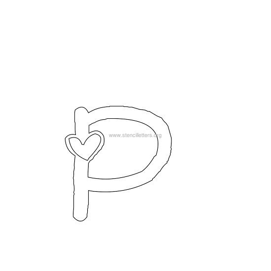 heart design stencil letter p