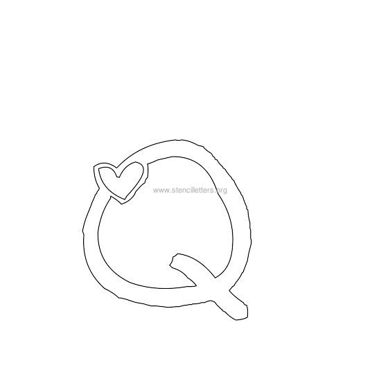 heart design stencil letter q