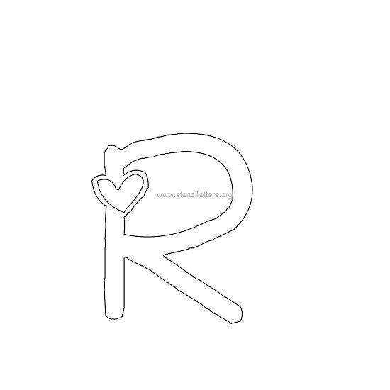 heart design stencil letter r