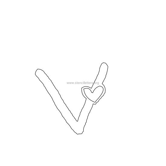 heart design stencil letter v