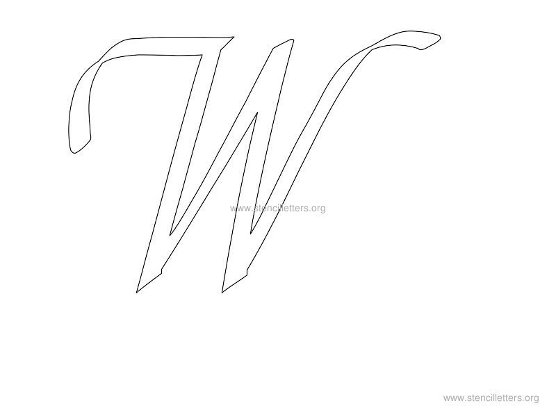 cursive wall stencil letter w