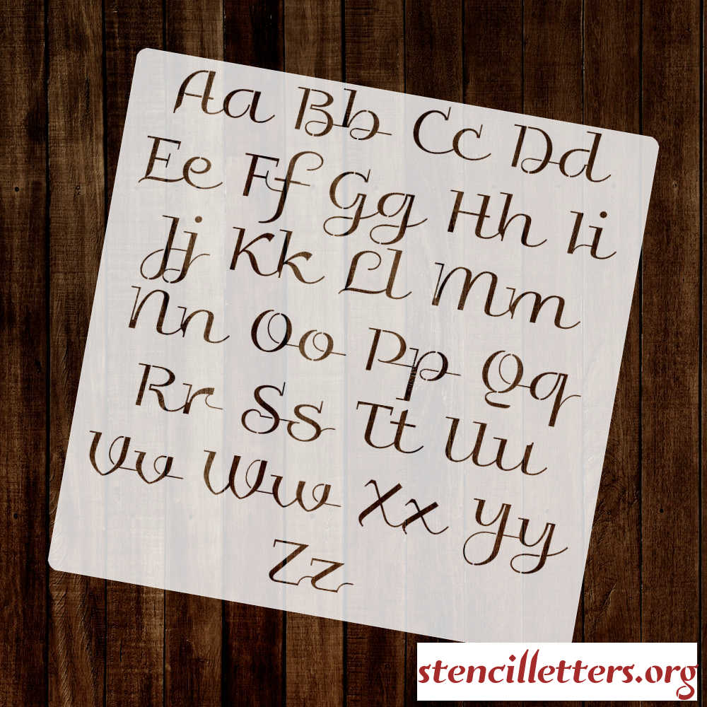 Script Calligraphy Alphabet Stencil Set - Stencil Letters Org