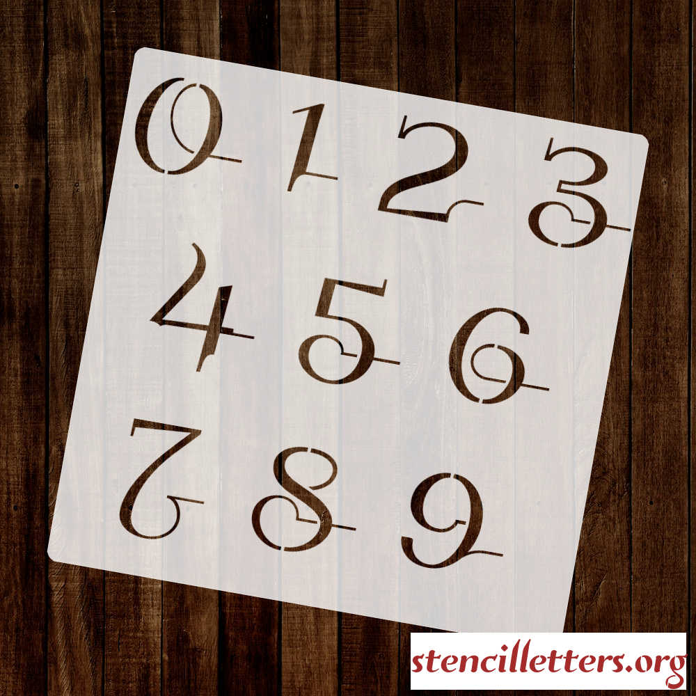 SCRIPT CALLIGRAPHY number stencil