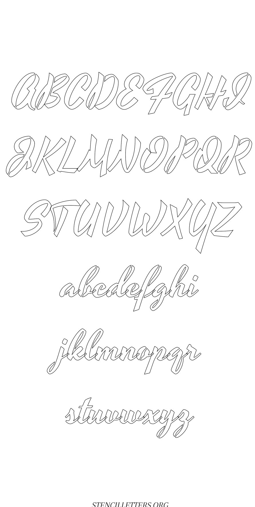 1940's Brushed Cursive Free Printable Letter Stencils with Outline ...