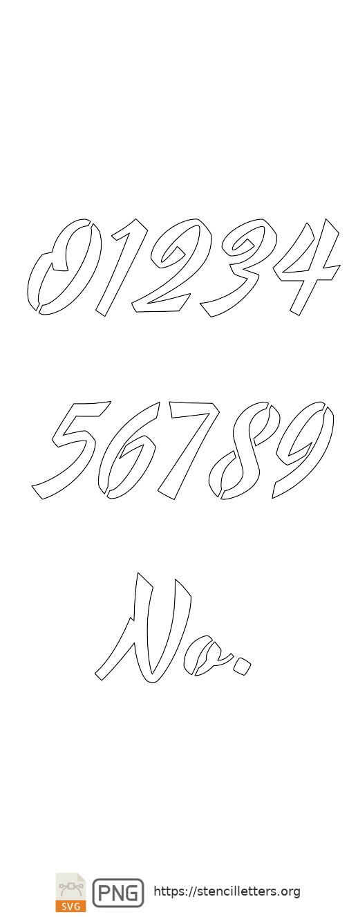 40's Brushed Retro Cursive number stencils