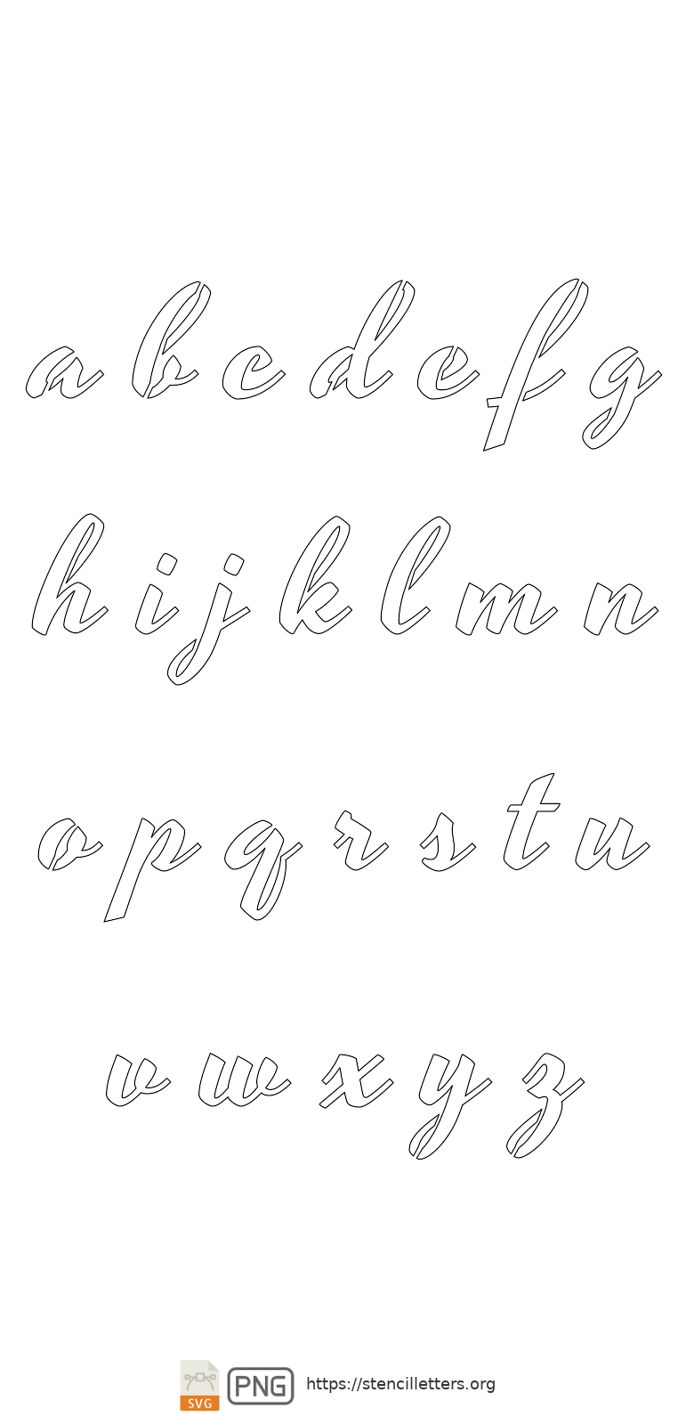 40's Brushed Retro Cursive lowercase letter stencils