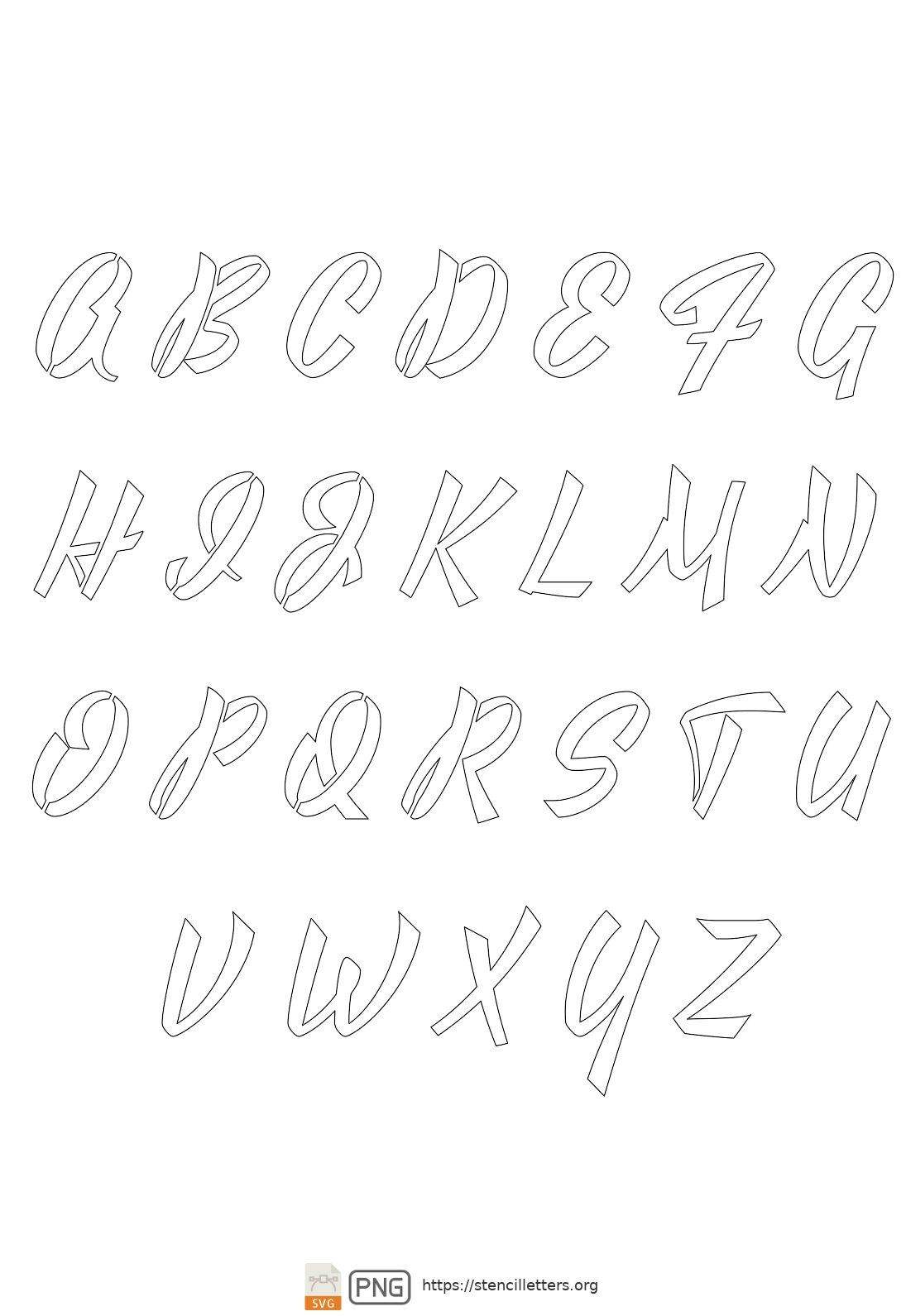 40's Brushed Retro Cursive uppercase letter stencils