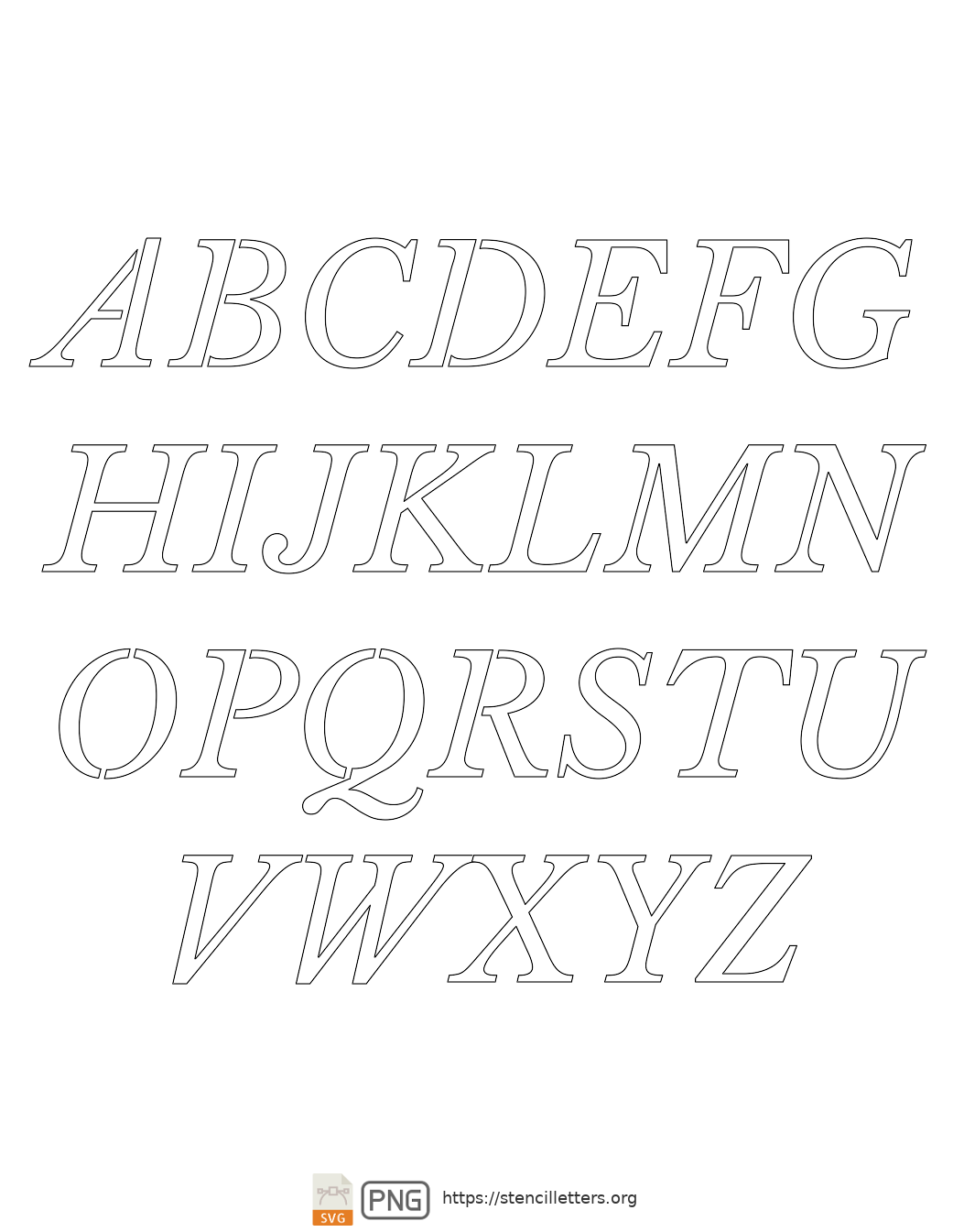 40’s Roman Serif uppercase letter stencils