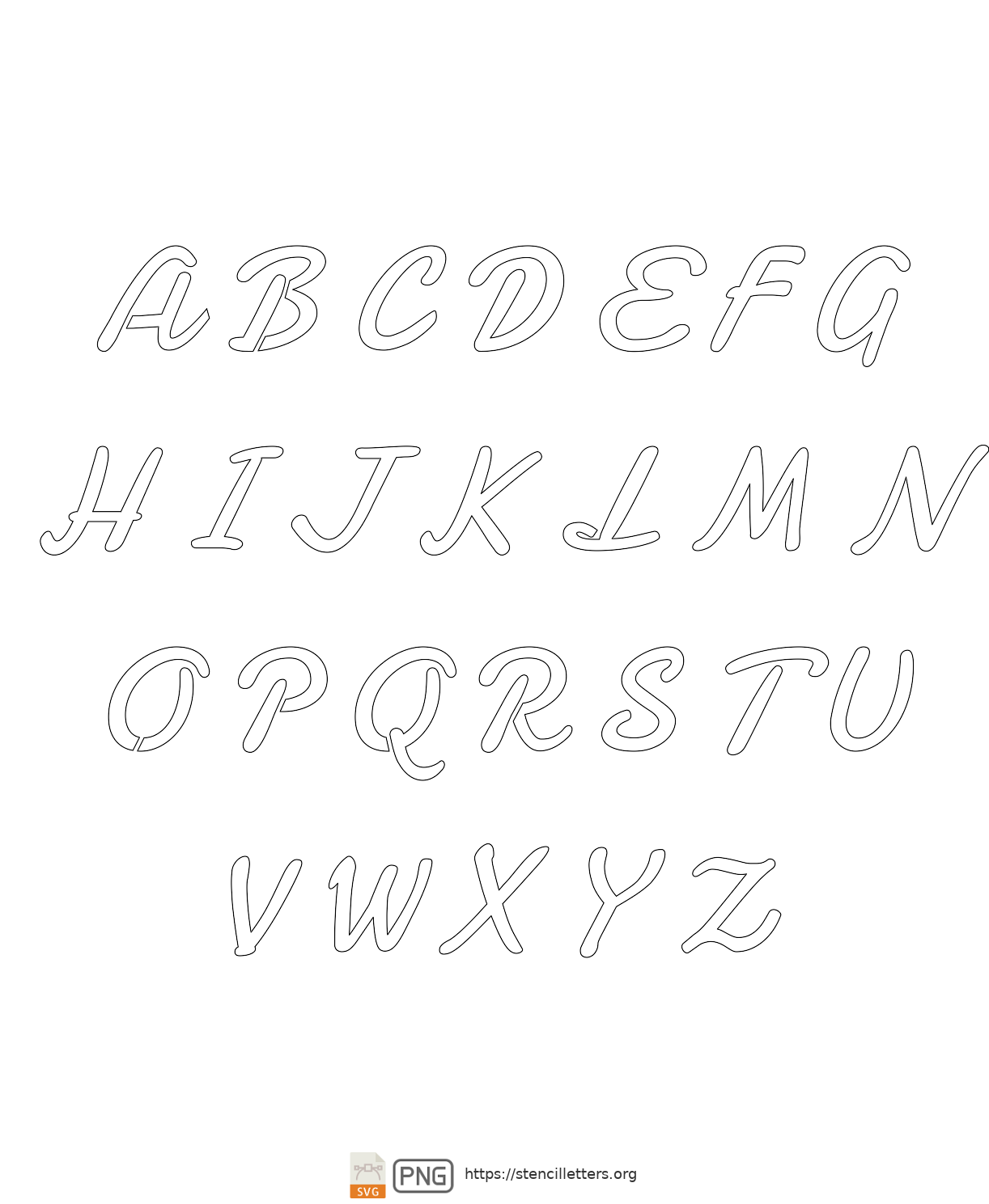 50's Casual Cursive uppercase letter stencils