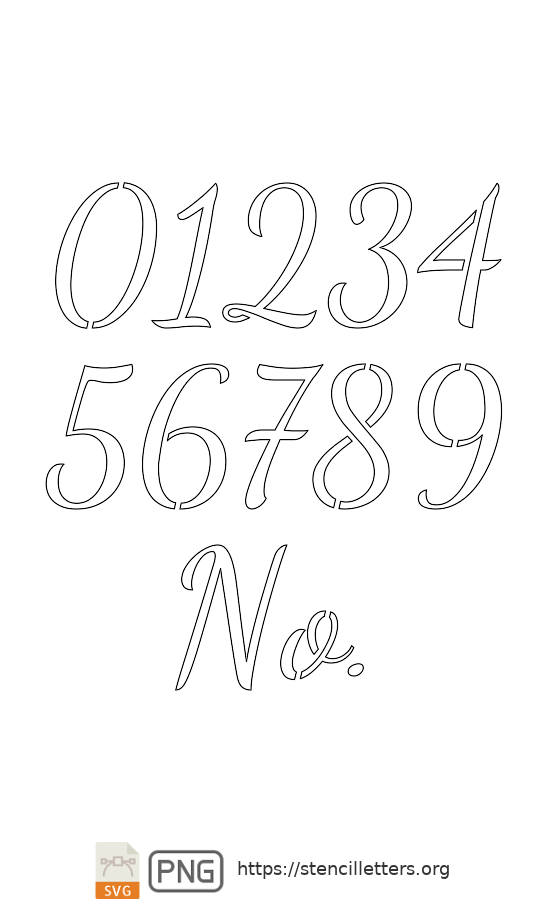 50's Lively Cursive Script number stencils