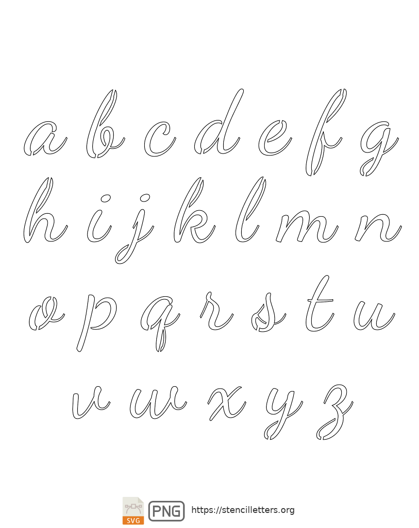 50's Lively Cursive Script lowercase letter stencils