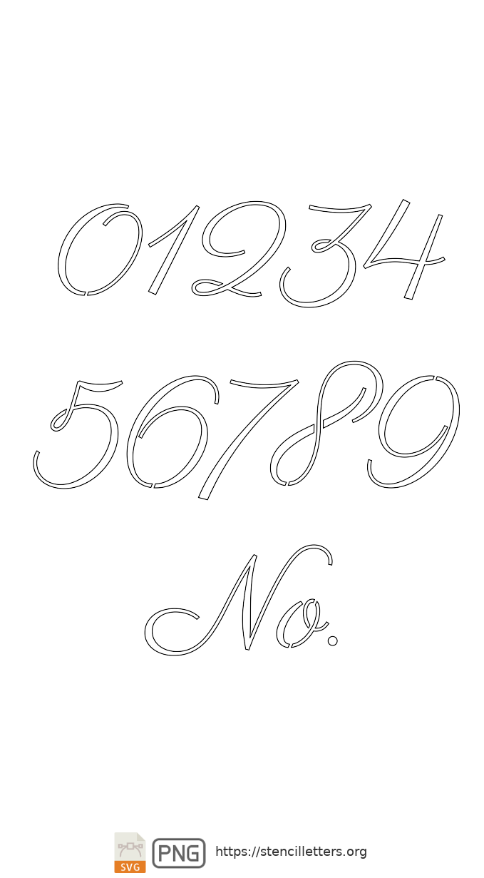 60's Retro Calligraphy number stencils