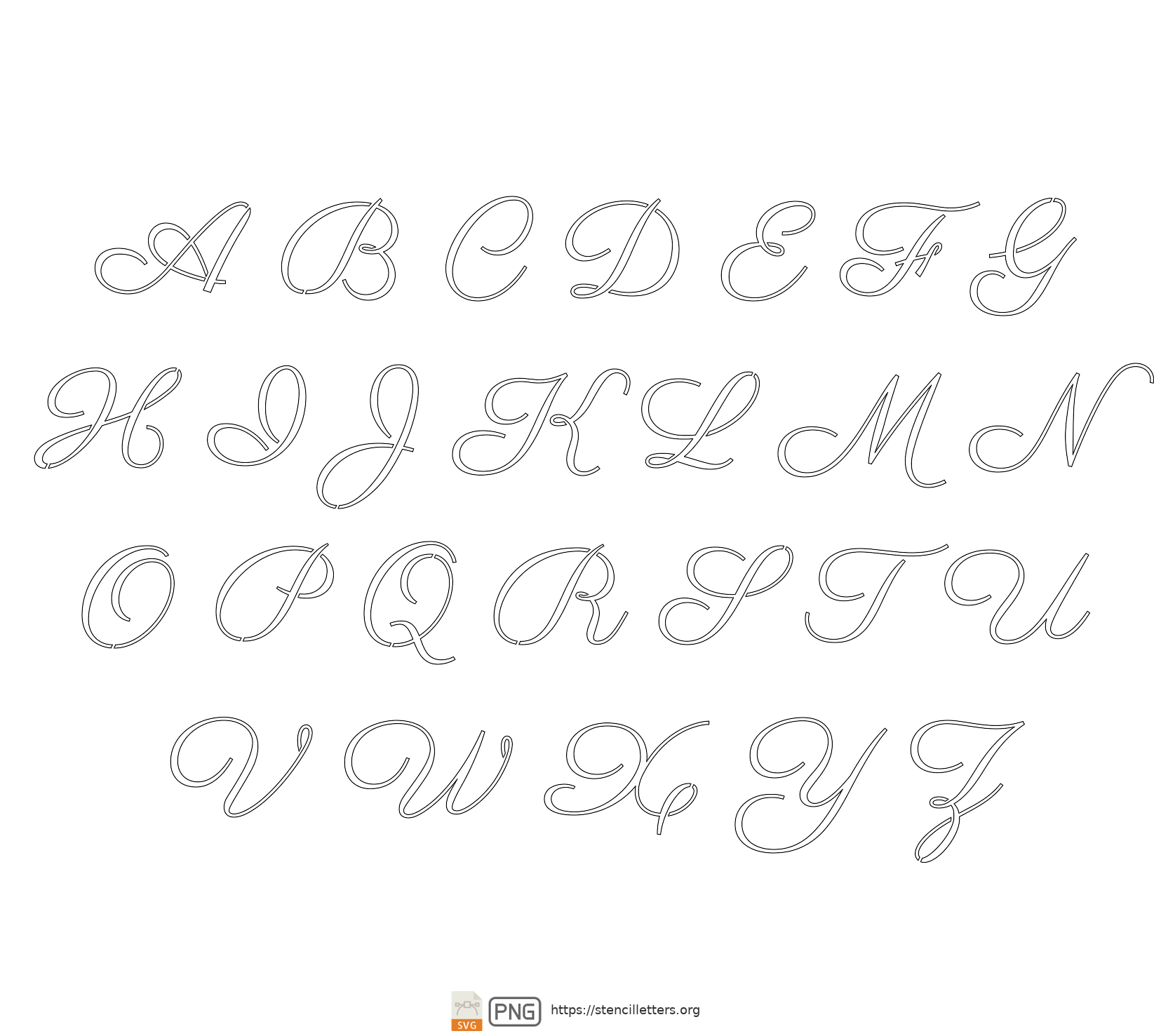 60's Retro Calligraphy uppercase letter stencils
