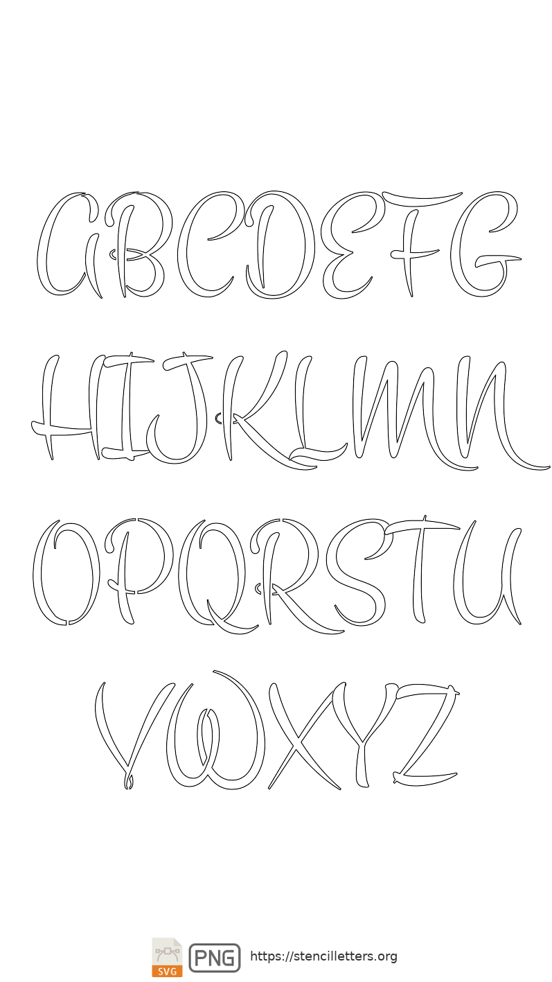 60's Type Brush uppercase letter stencils
