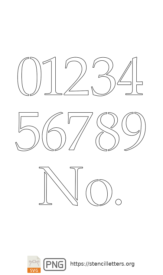 90's Elegant Serif number stencils