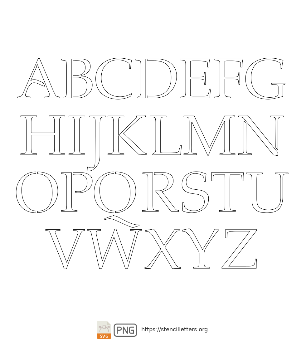 90's Elegant Serif uppercase letter stencils