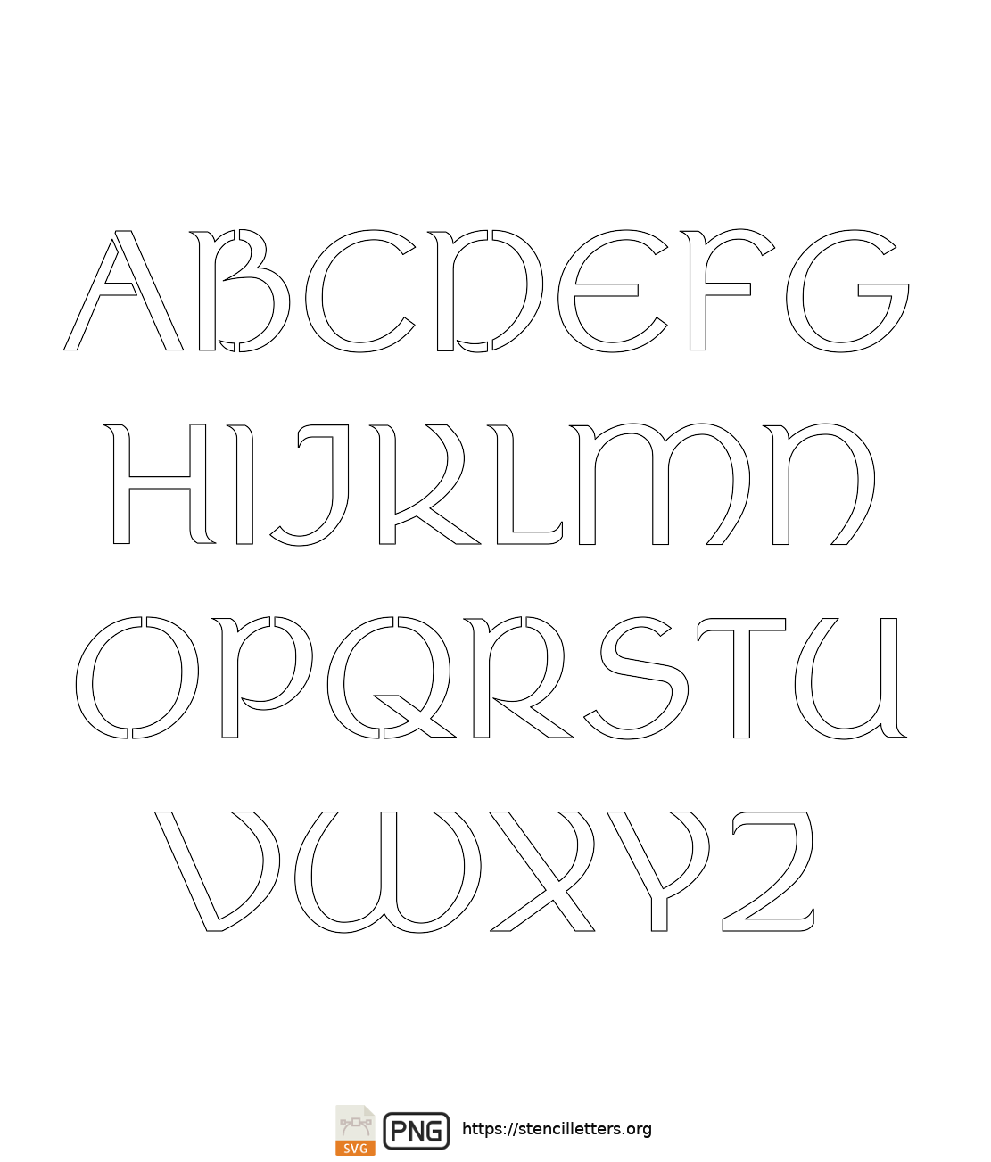 Ancient Italic Celtic uppercase letter stencils