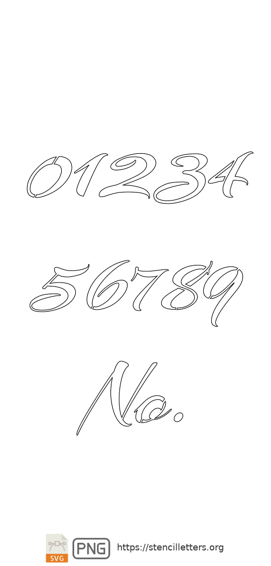 Brushed Painter’s Cursive number stencils