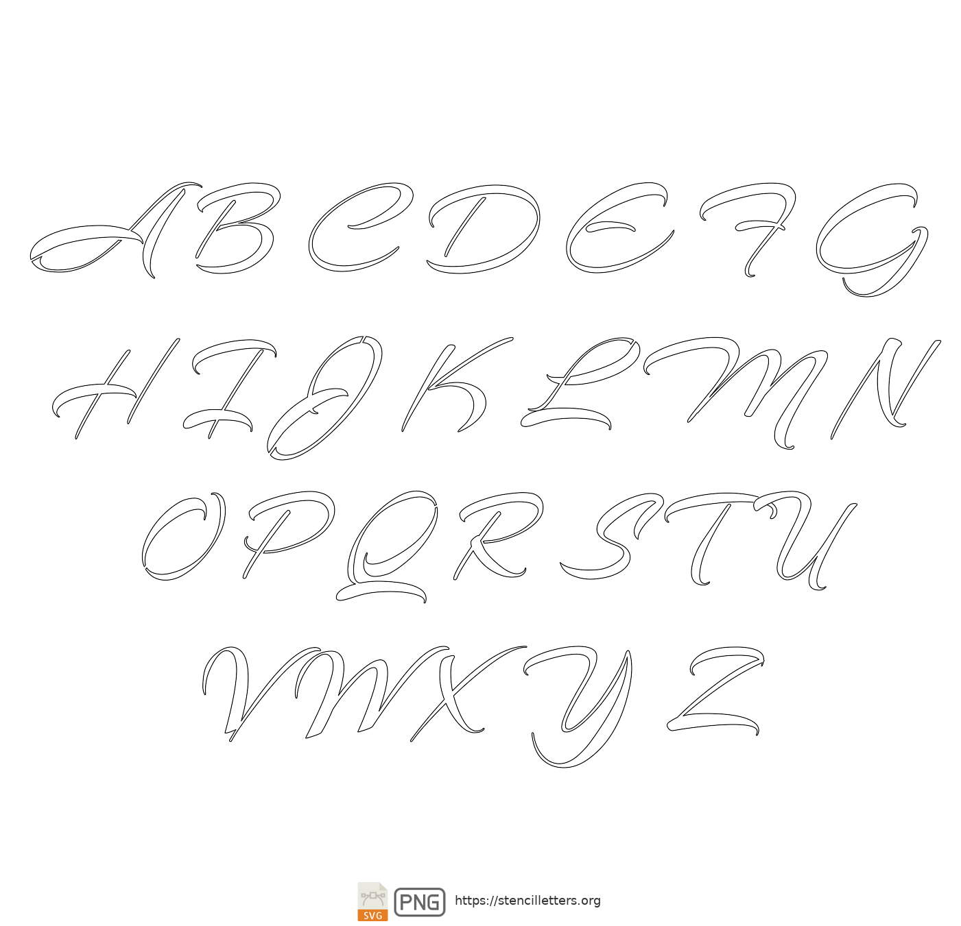 Brushed Painter’s Cursive uppercase letter stencils