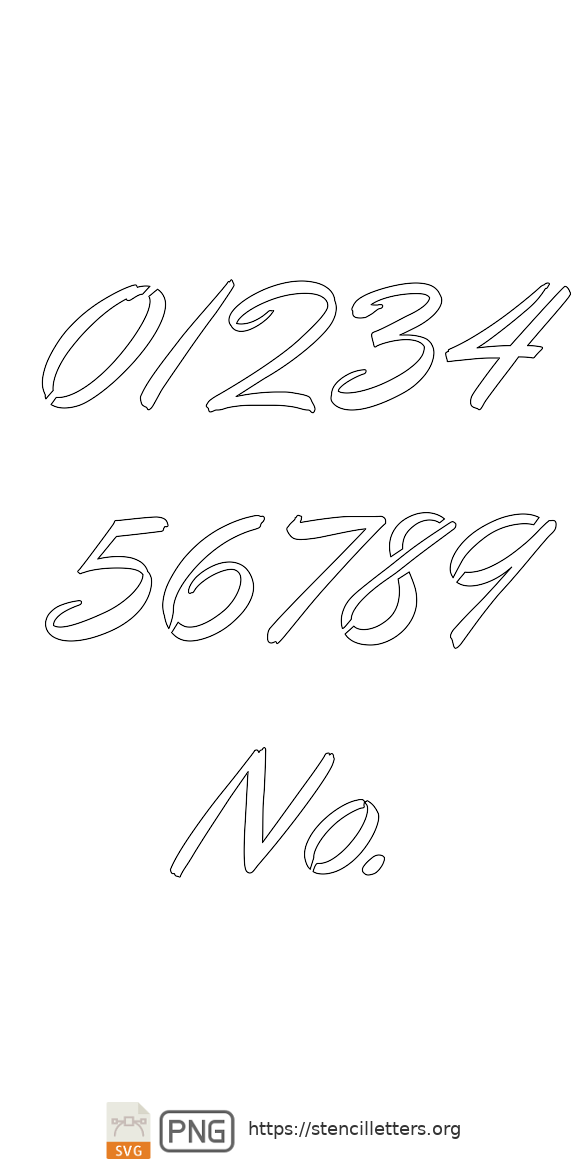 Cartoon Calligraphy number stencils