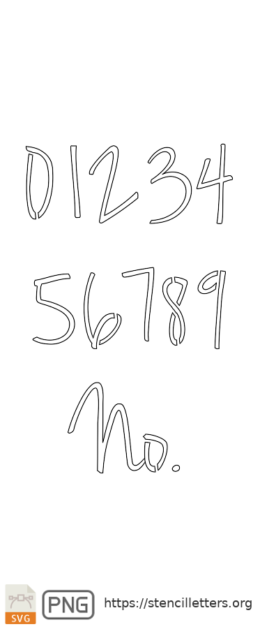 Casual Handwritten Cursive number stencils