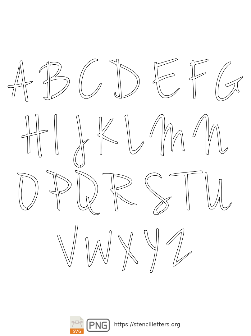 Casual Handwritten Cursive uppercase letter stencils