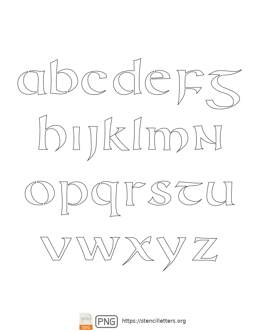 Celtic Uncial Stencil lowercase letter stencils