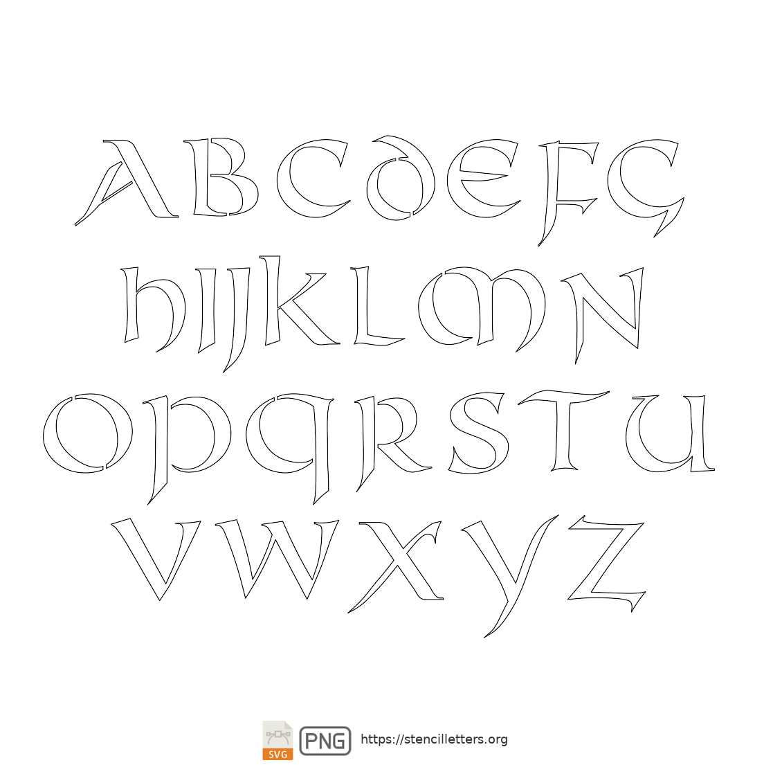 Celtic Uncial Stencil uppercase letter stencils