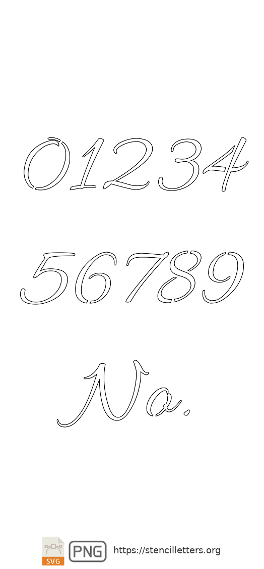 Connected Formal Cursive number stencils