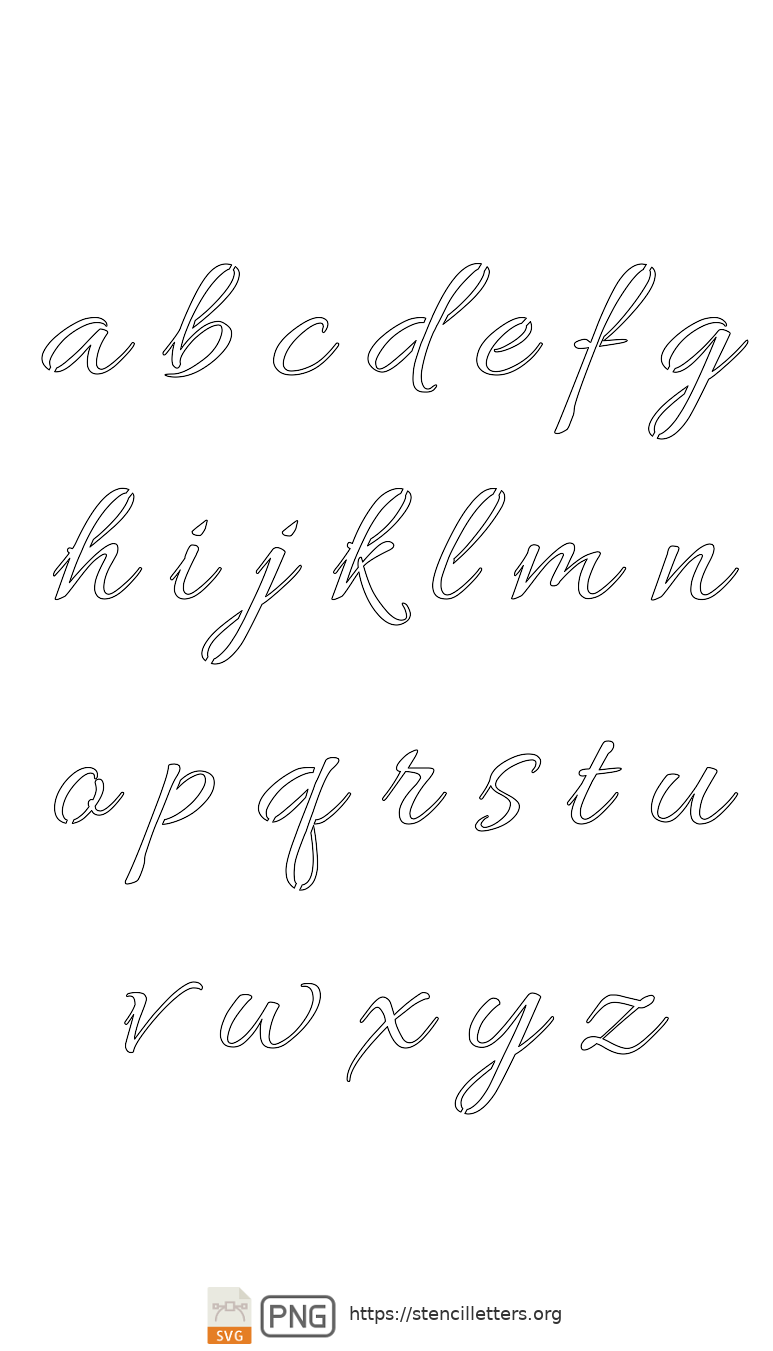 Connected Formal Cursive lowercase letter stencils
