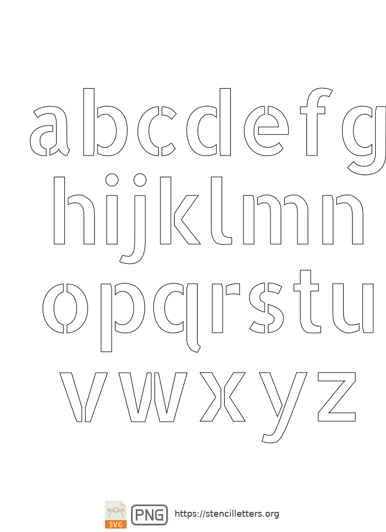 Contemporary Serif lowercase letter stencils