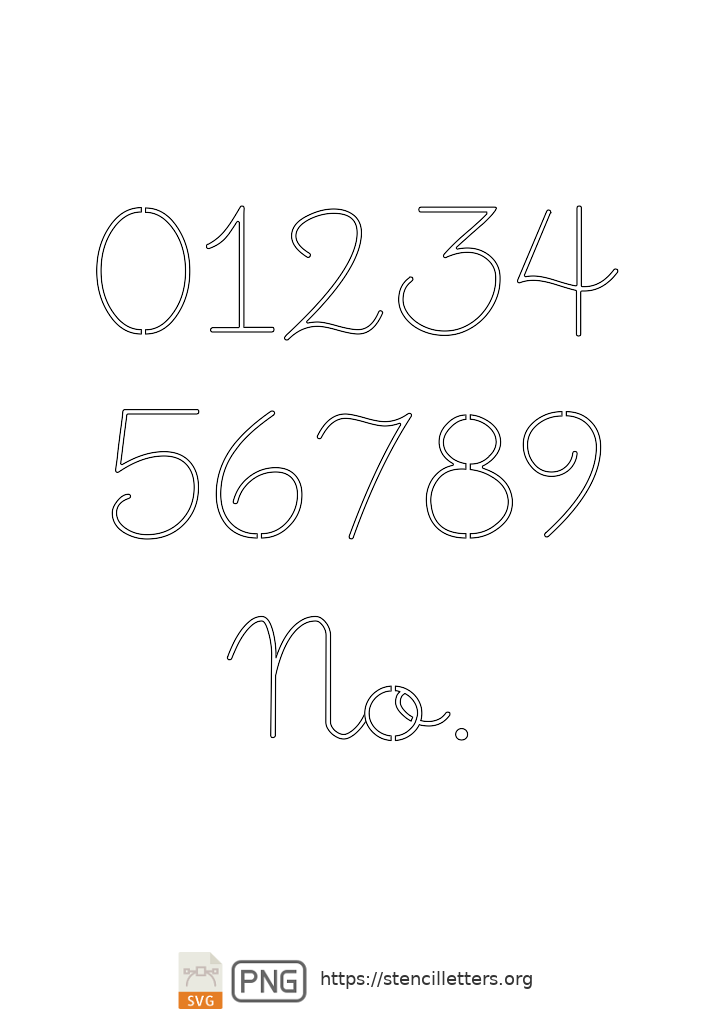 Cute Girly Cursive number stencils