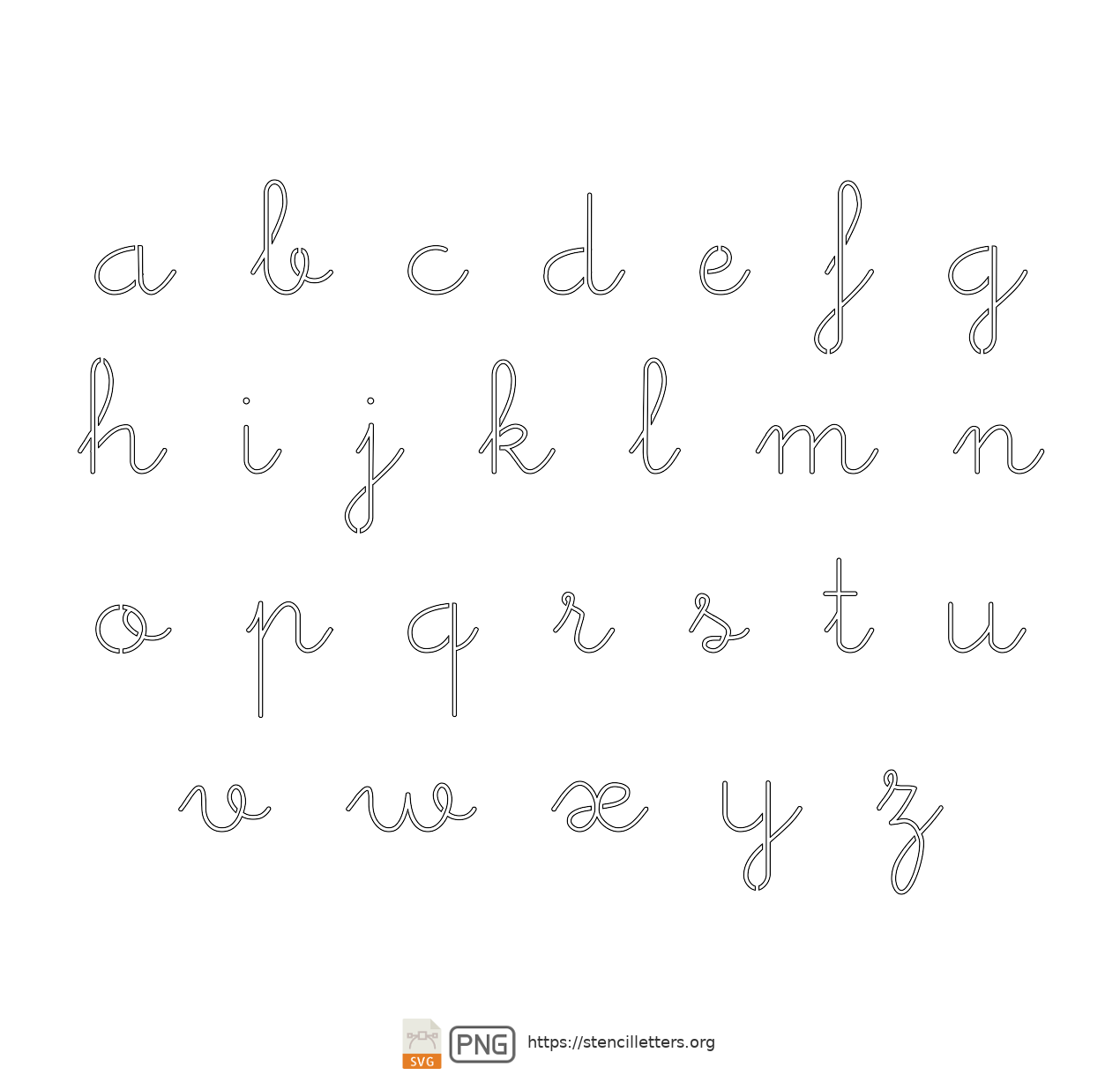 Cute Girly Cursive lowercase letter stencils
