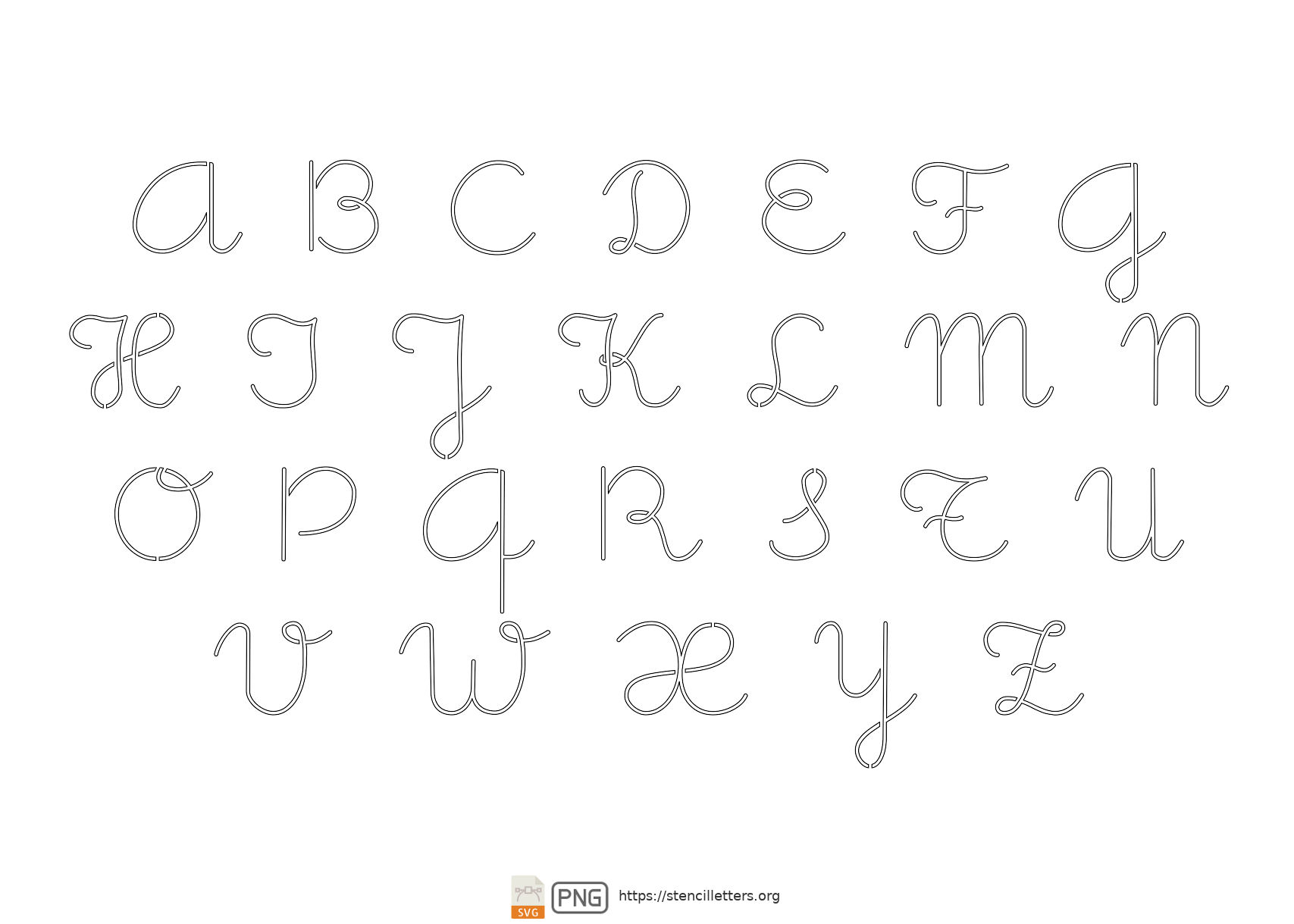 Cute Girly Cursive uppercase letter stencils